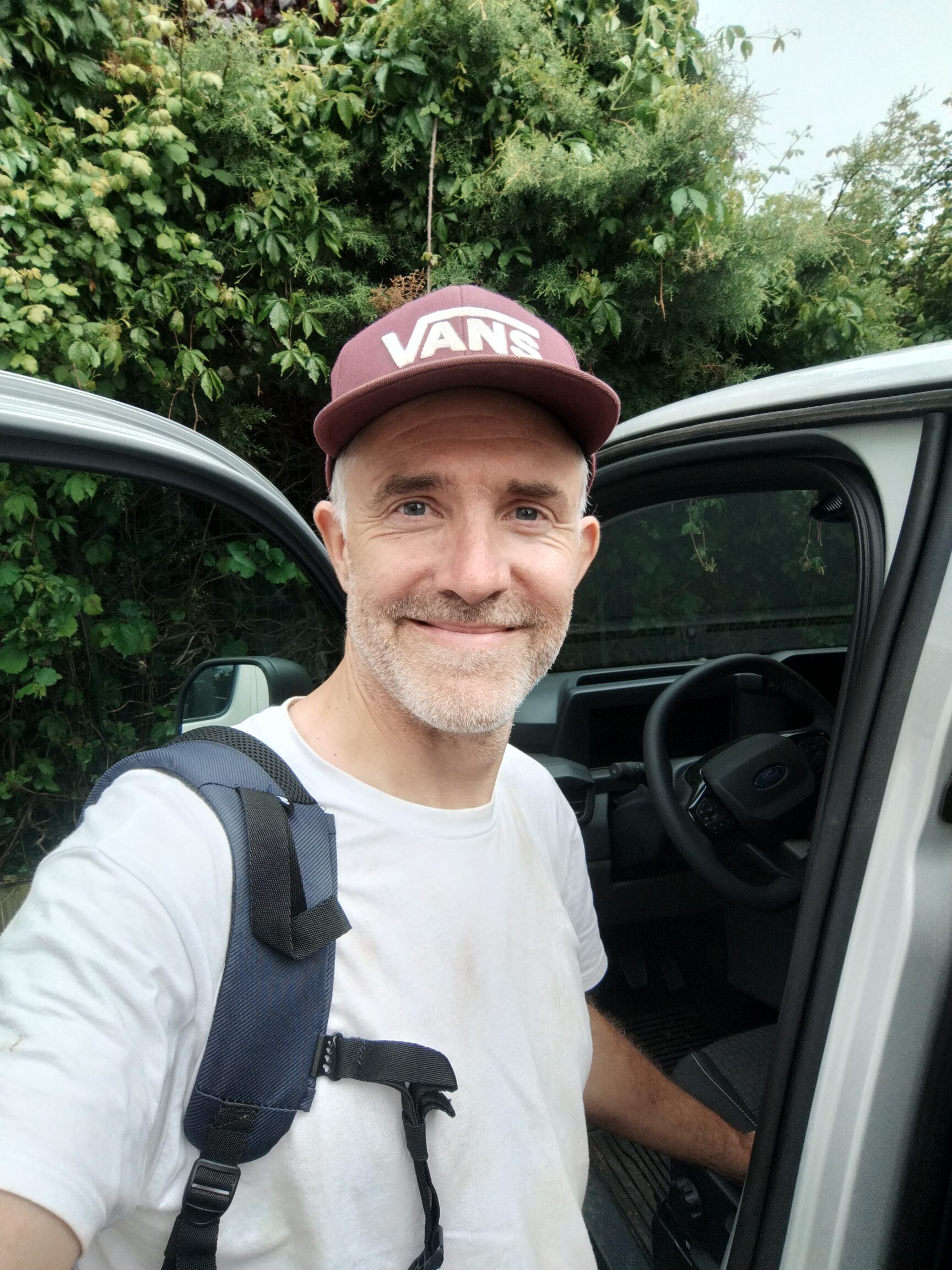 Tom Mann, Skycircuitvelo Founder, by the support van